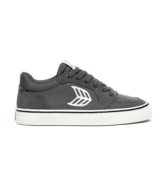 Mens leisure shoes Cariuma VALLELY PRO Magnet Grey Suede and Cordura Ivory Logo Sneaker