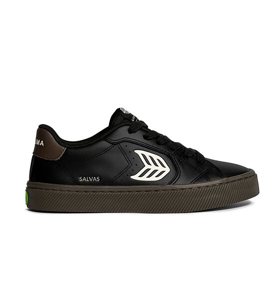 Womens leisure shoes Cariuma SALVAS Teak Black Leather Ivory Logo Sneaker