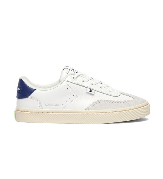 Womens leisure shoes Cariuma TOCA White Diamond Leather Smoke White Suede Blue Accents Sneaker