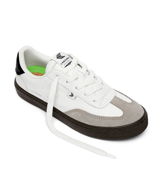 Mens leisure shoes Cariuma TOCA White Diamond Leather Cloud Grey Suede Sneaker