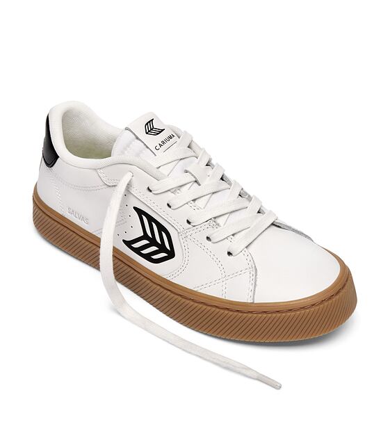Womens leisure shoes Cariuma SALVAS Leather Gum Warm White Black Logo