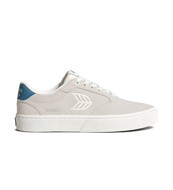 Mens leisure shoes Cariuma NAIOCA Smoke White Suede Off-White Logo Washed Blue Sneaker