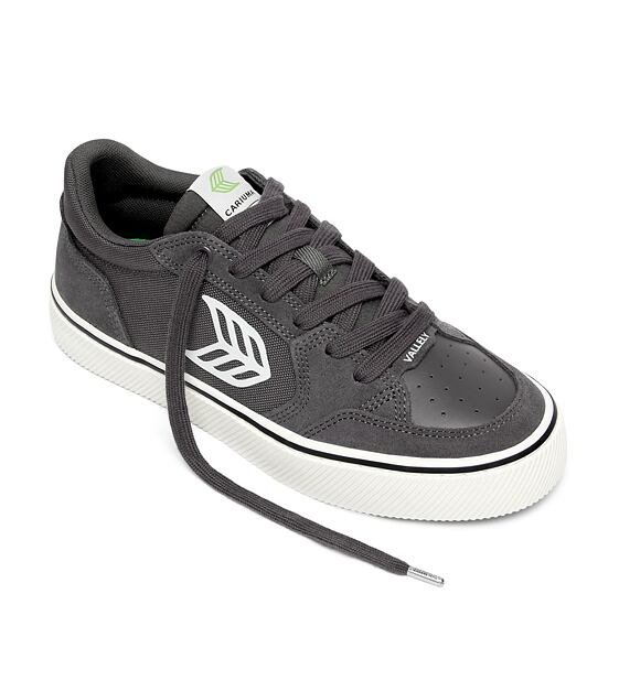 Mens leisure shoes Cariuma VALLELY PRO Magnet Grey Suede and Cordura Ivory Logo Sneaker