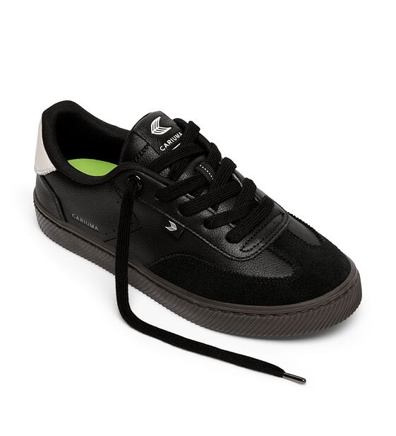 Mens leisure shoes Cariuma TOCA Soft Grain Leather and Suede Teak Black