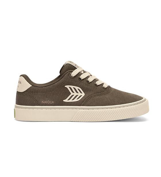Mens leisure shoes Cariuma NAIOCA PRO Stripe Suede and Canvas Teak