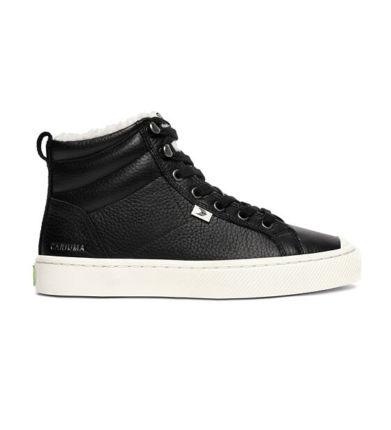 Mens leisure shoes Cariuma OCA Therma High Black Premium Leather Sneaker
