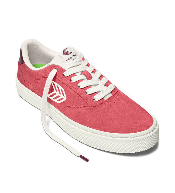Dámské volnočasové boty Cariuma NAIOCA Watermelon Suede Ivory Logo Ruby Wine Sneaker