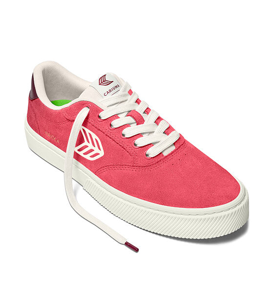 Womens leisure shoes Cariuma NAIOCA Watermelon Suede Ivory Logo Ruby Wine Sneaker