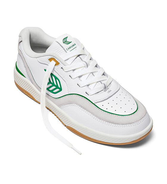 Womens leisure shoes Cariuma UBA Gum White Leather Green Logo Sneaker