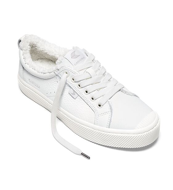 Womens leisure shoes Cariuma OCA Therma Low White Premium Leather Sneaker