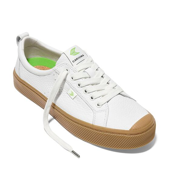 Mens leisure shoes Cariuma OCA Low Gum White Premium Leather Sneaker
