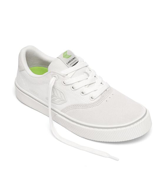 Womens leisure shoes Cariuma NAIOCA PRO Stripe Suede and Canvas Smoke White