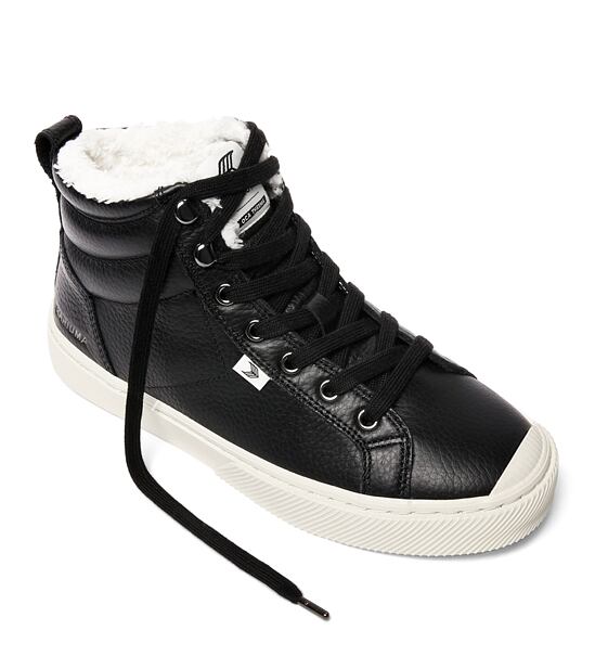 Mens leisure shoes Cariuma OCA Therma High Black Premium Leather Sneaker